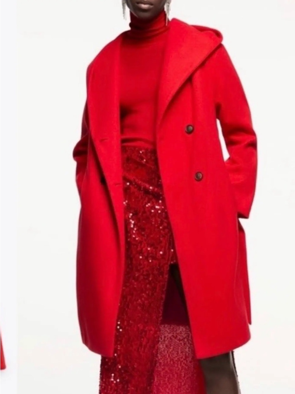 Zara Belted Hooded Double-Breasted Coat